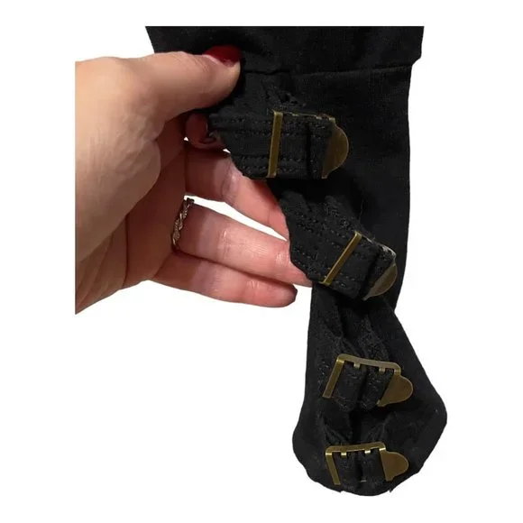 Free People Movement XS Mid-Rise Buckle Ankle Detail Black Pants - Picture 6 of 9